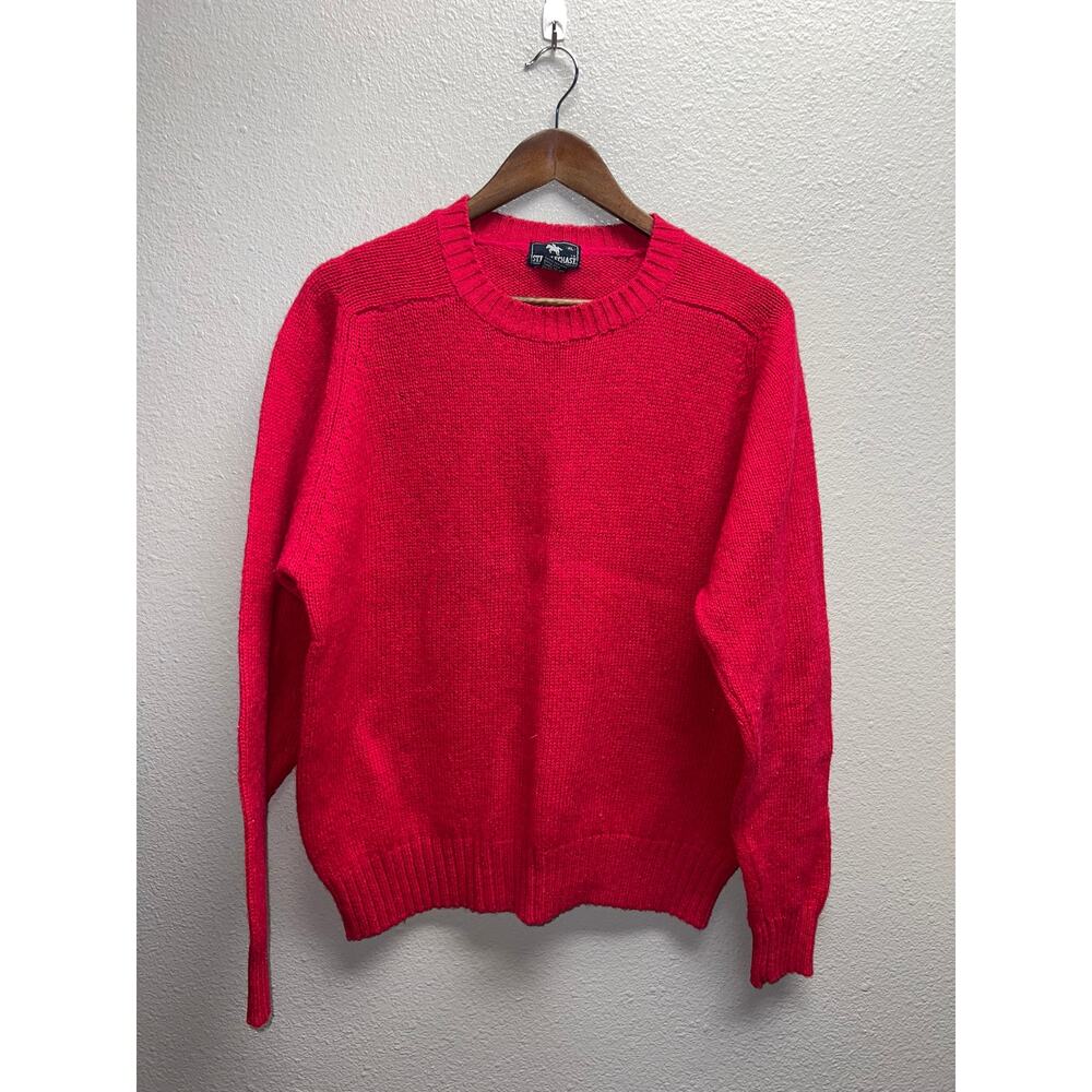 Vintage Pink Wool Sweater Steeplechase 70% Wool Bright Pink Pullover 90s XL